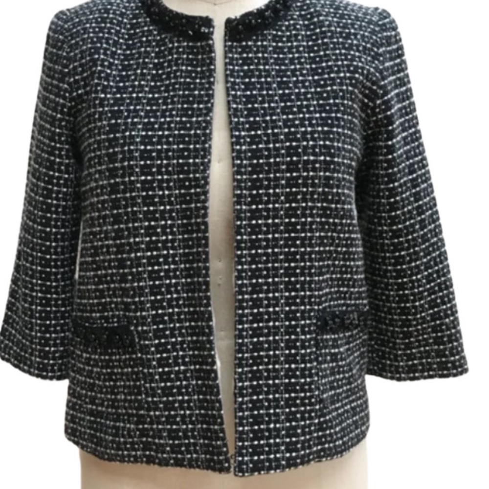 Women's Black and White Tweed Jacket